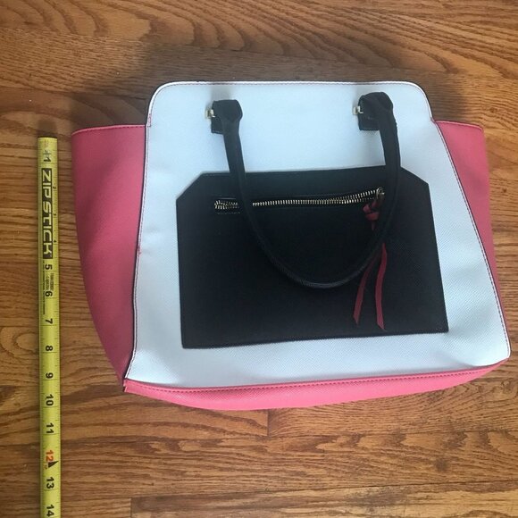 Apt. 9 Pink White Black Color Block Satchel Handbag Purse - Picture 3 of 8